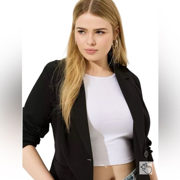 Torrid Chelsea Luxe Ponte Blazer Deep Black Sz 4 (4X/26) - Picture 3 of 16